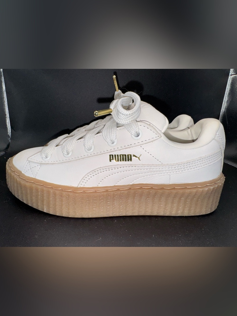 Puma Fenty Rihanna Creeper Platform Sneakers Cream White Gum Sole luxe women 6.5 - Picture 10 of 17